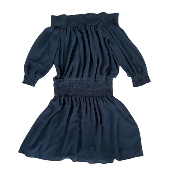 Michael Kors Off Shoulder Smocked Waist Mini Dress Size M Whimsigoth Fall - Picture 3 of 8